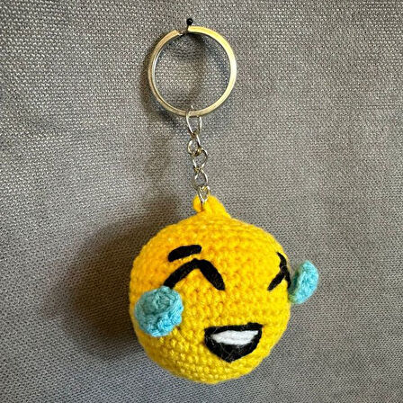 Uretti - Tuğba 9352 3564 El Yapımı Örgü Gülen Surat Emoji Model Anahtarlık
