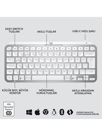 Logitech 920-010504 Mx Keys Kablosuz Klavye (Mac İçin Özel)