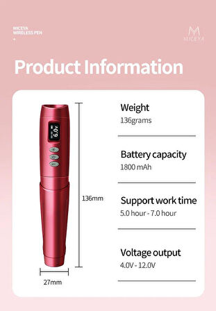 Bronc MICEYA TULIPA Kablosuz Pen Dövme&PMU Makinesi - Yeşil