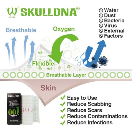 SKULLDNA Ultra Thin Dövme Sonrası Koruyucu Film Bant 15cm x 10m