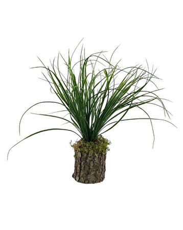 Yapay Çiçek Kütük Saksıda Saz Otu 35cm  Dekoratif Masa Çiçeği 40*20cm