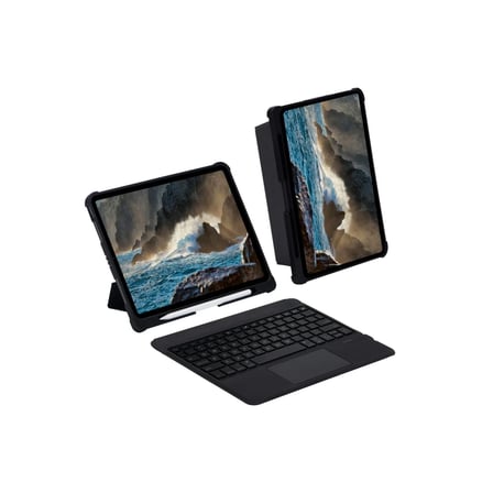Apple T5209D iPad Pro 12.9 (2021) Kılıf İnter Ledli Klavyeli Tablet Kılıfı - Siyah