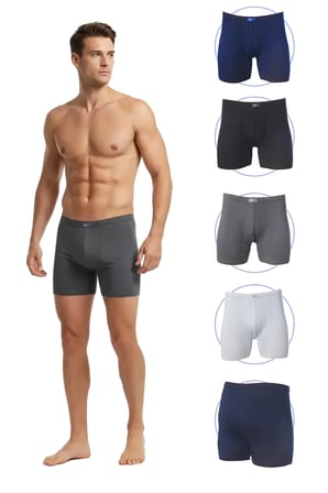 ELT1254 6 Adet Erkek Bambu Elastan Boxer