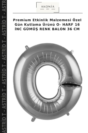 Premium Etkinlik Malzemesi Özel Gün Kutlama Ürünü O- HARF 16 İNC GÜMÜŞ RENK BALON 36 CM