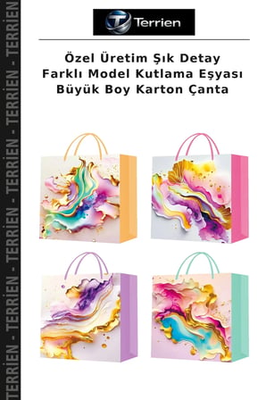 Özel Üretim Şık Detay Farklı Model Kutlama Eşyası Büyük Boy Karton Çanta