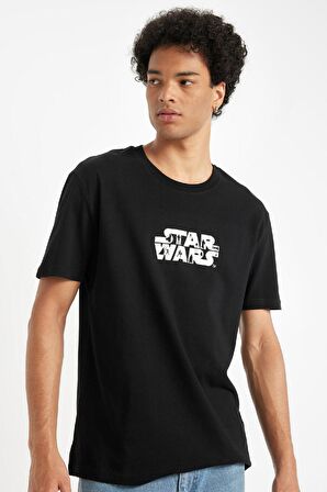 DeFacto %100 Pamuk Star Wars Regular Fit Bisiklet Yaka Kısa Kollu Tişört C6523AX24AUBK81