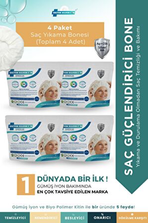 Gümüş İyonlu Saç Yıkama Bonesi 4’lü – Durulama Gerektirmez, Hasta Ve Yatalak Hasta Bakım Ürünü