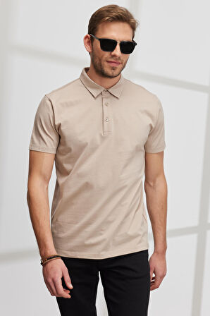 Slim Fit Dar Kesim Polo Yaka %100 Pamuk Kısa Kollu Tişört