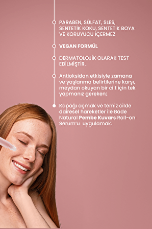 Bade Natural Pembe Kuvars Roll On Antioksidan Yüz Masaj Serumu 10 ml