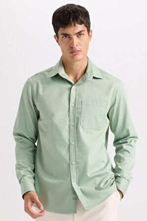 DeFacto Regular Fit Polo Yaka Gabardin Uzun Kollu Gömlek D4934AX24AUKH434