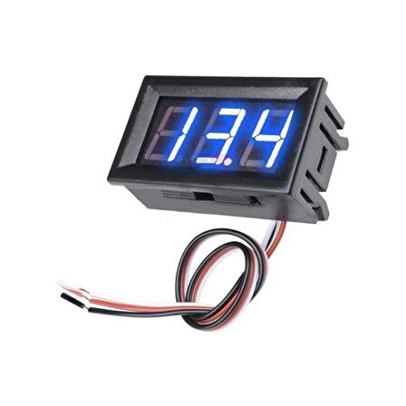 0.56 inç 0-100v 3 Kablolu DC Mavi Voltmetre
