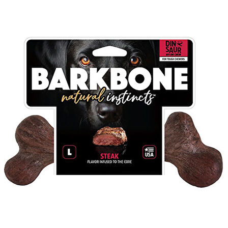 BarkBone Dinosaur Biftek Aromalı Bitmeyen Köpek Çiğneme Kemiği Büyük Boy 24 Cm 