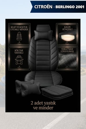 citron berlingo 2001 kılıf ve koltuk koruyucu lüks minder ve yastık 2 li set siyah renk