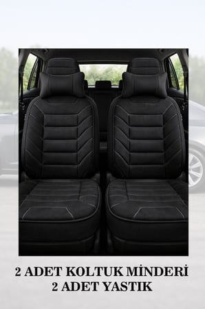 dacia sandero stepway 2017 kılıf ve koltuk koruyucu minder ve yastık 2 li set siyah renk lüks