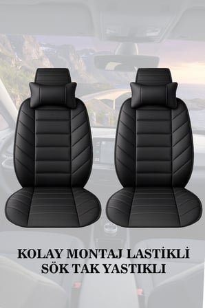 dacia sandero stepway 2017 kılıf ve koltuk koruyucu minder ve yastık 2 li set siyah renk lüks