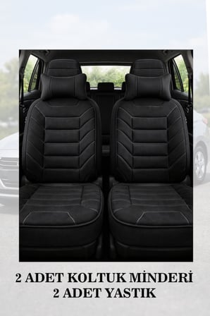 dacia sandero stepway 2026 kılıf ve koltuk koruyucu minder ve yastık lüks siyah renk 2 li set
