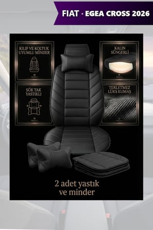 fiat egea cross 2026 kılıf ve koltuk koruyucu 2 li set lüks minder ve yastık siyah renk