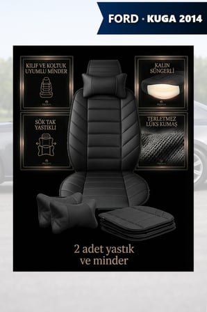 kuga 2014 kılıf ve koltuk koruyucu lüks minder ve yastık siyah renk 2 li set