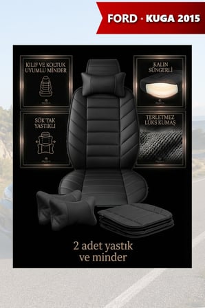 kuga 2015 kılıf ve koltuk koruyucu 2 li set minder ve yastık siyah renk lüks