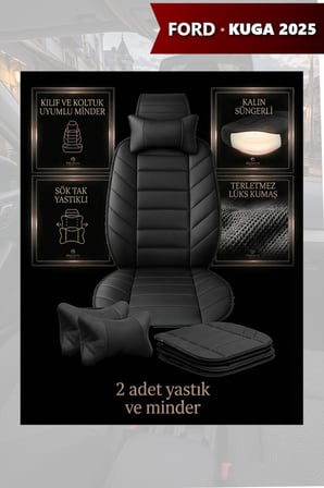kuga 2025 kılıf ve koltuk koruyucu siyah renk 2 li set lüks minder ve yastık