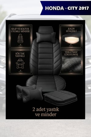 city 2017 kılıf ve koltuk koruyucu minder ve yastık 2 li set siyah renk lüks