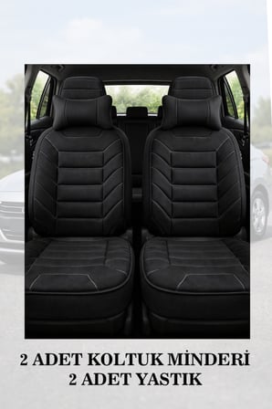 renault clio 4 2015 kılıf ve koltuk koruyucu 2 li set minder ve yastık lüks siyah renk