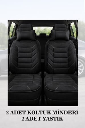 renault clio 4 2018 kılıf ve koltuk koruyucu lüks 2 li set minder ve yastık siyah renk