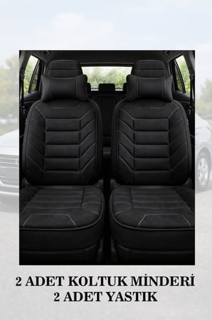 renault clio 5 2024 kılıf ve koltuk koruyucu siyah renk 2 li set lüks minder ve yastık