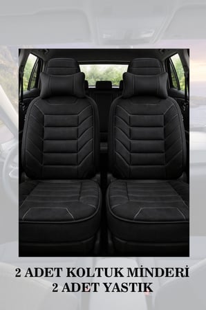 renault megane 2015 kılıf ve koltuk koruyucu minder ve yastık lüks siyah renk 2 li set