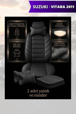 suzuki vitara 2011 kılıf ve koltuk koruyucu lüks siyah renk 2 li set minder ve yastık