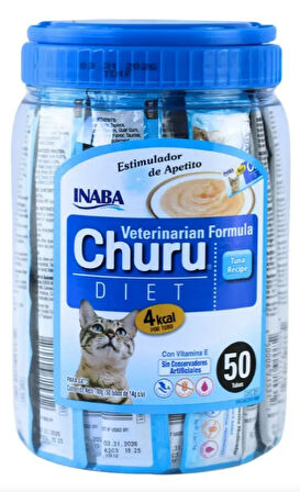 Inaba Churu Diet Kalorisi Düşürülmüş Tavuklu ve Tuna Balıklı Kedi Sıvı Ödül Maması 14 Gr x 50 Adet Özel Kavanozda