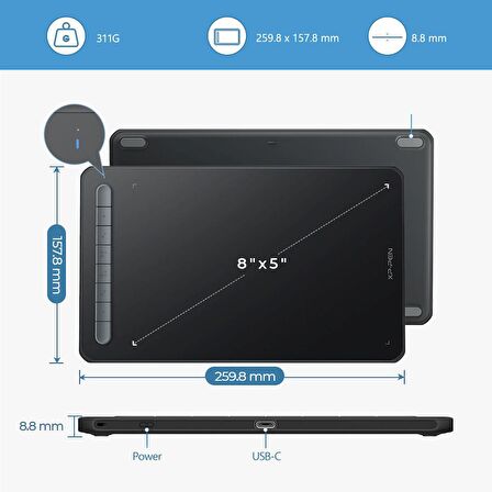 XP-Pen Deco MW Bluetooth Kablosuz Grafik Tablet Siyah