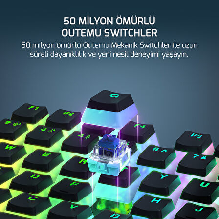 GamePower Suki TKL Mekanik Blue Outemu Switch Puding Keycaps İngilizce Q USB Gaming Klavye
