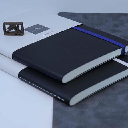 Laton Tıla A5 Keten Kumaş Sert Kapaklı  Defter Black & Blue