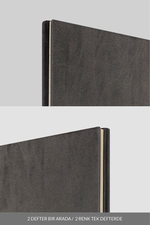 Laton Kaksi A5 Tarihsiz Planlayıcı Termo Deri Yumuşak Kapak 2'li Siyah Defter