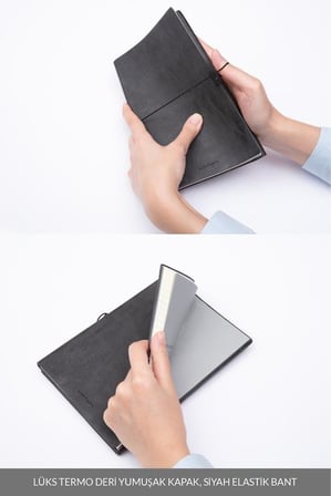 Laton Kaksi A5 Tarihsiz Planlayıcı Termo Deri Yumuşak Kapak 2'li Siyah Defter
