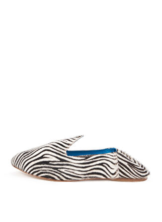 Osay Deri Siyah - Beyaz Kadın Loafer LA ZEBRA