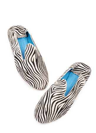 Osay Deri Siyah - Beyaz Kadın Loafer LA ZEBRA