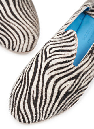 Osay Deri Siyah - Beyaz Kadın Loafer LA ZEBRA