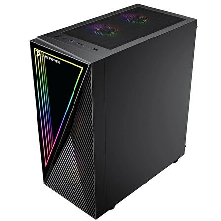 GamePower Ravadin ATX 3* ARGB Infinity Fan Temperli Cam 500W 80+ Bronze Dahili PSU Cam Gaming RGB Kontrolcüsü Siyah Kasa