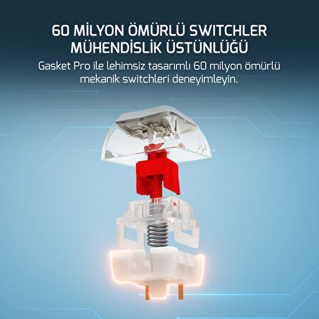 GamePower Gasket Pro RGB Wireless/Bluetooth/Kablolu Mekanik Red Switch İngilizce Q Gasket Gaming Klavye