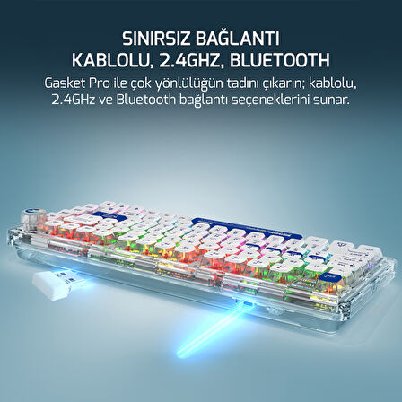 GamePower Gasket Pro RGB Wireless/Bluetooth/Kablolu Mekanik Blue Switch İngilizce Q Gasket Gaming Klavye