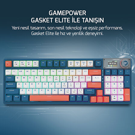 GamePower Gasket Elite RGB Wireless/Bluetooth/Kablolu Mekanik Red Switch Gasket İngilizce Q Gaming Klavye