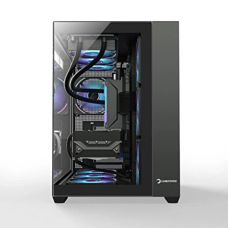 GamePower Warcry Prism 1x12Cm Siyah Fan Cam ATX Gaming Kasa