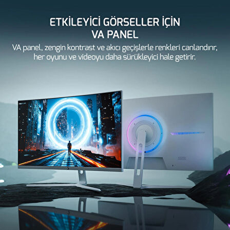 GamePower Vivid F20 27'' 1500R Curved RGB Beyaz 120Hz 1ms FHD Va Panel 2x2W Speaker Gaming Monitör (Sıfır Ölü Piksel Garantili)