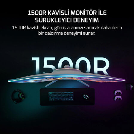 GamePower Vivid F20 27'' 1500R Curved RGB Beyaz 120Hz 1ms FHD Va Panel 2x2W Speaker Gaming Monitör (Sıfır Ölü Piksel Garantili)