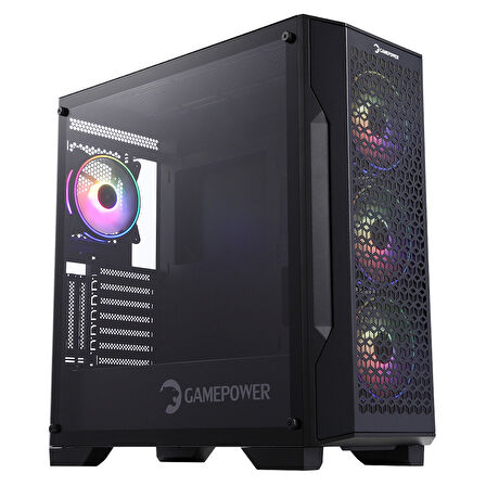 GamePower Savagis 550W 80+ Bronze ATX 4*ARGB Fan Temperli Cam Hub Siyah Gaming  Kasa
