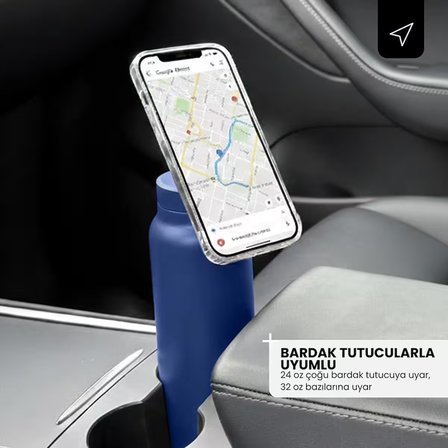 Ringo Pro Pipetli, Telefon Tutuculu Termal Çelik Termos 710 ml Mavi