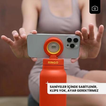 Ringo Pro Pipetli, Telefon Tutuculu Termal Çelik Termos 710 ml Turuncu