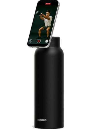 Ringo Pro Pipetli, Telefon Tutuculu Termal Çelik Termos 950 ml Siyah